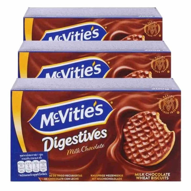 Biscoito Chocolate Digestive Mcvities, 3 Pacotes De 200g