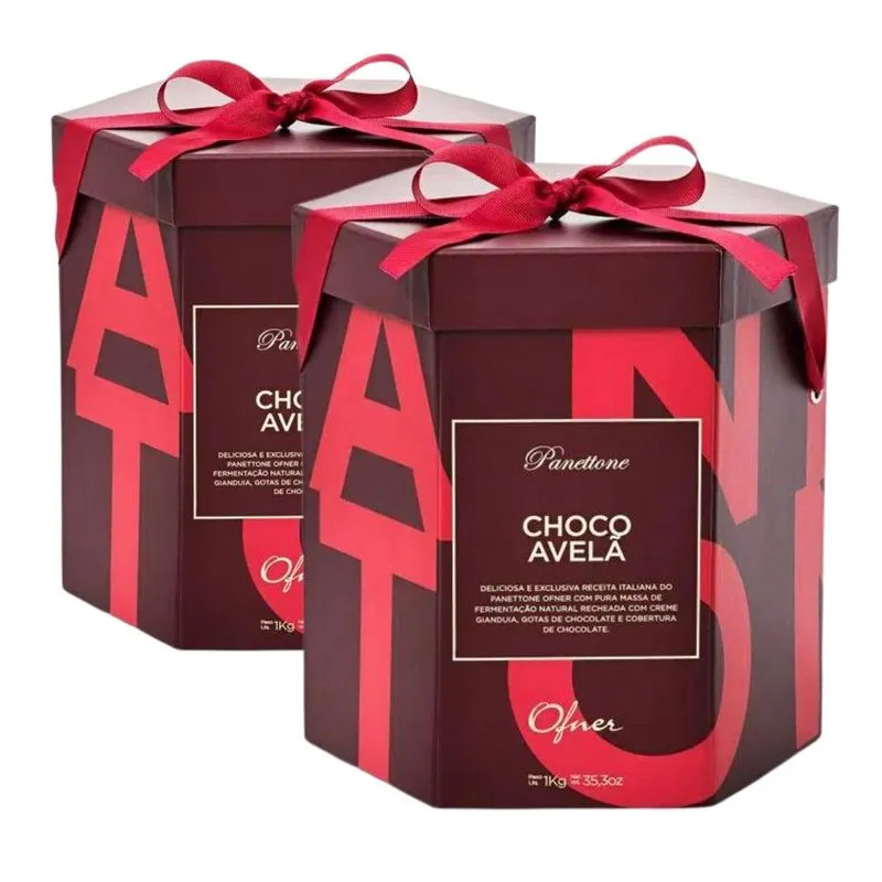 2 Panetone Ofner, Panettone 1kg, Choco Avelã