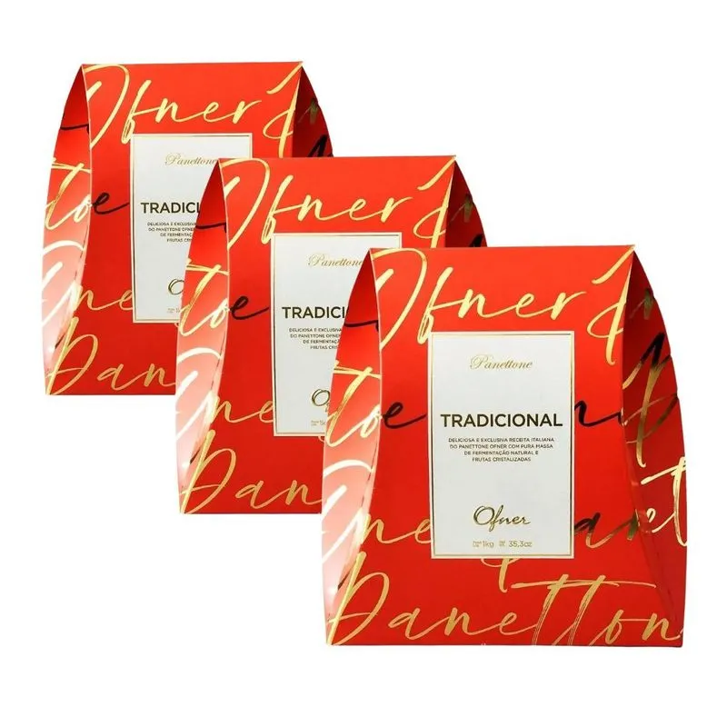 3 Panetone Ofner 1kg Tradicional, Panettone