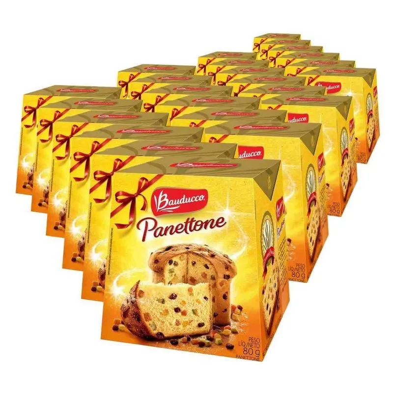 24 Panetone Mini Bauducco 80g Tradicional, Panettone