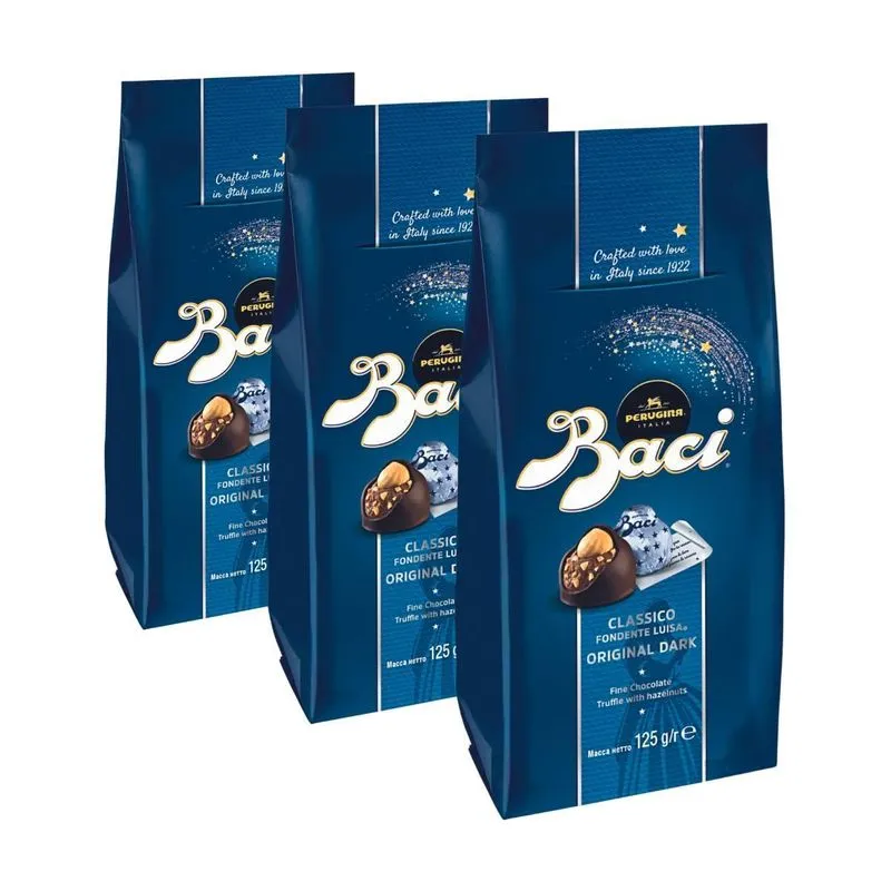 Chocolate Italiano Bombom Amargo Baci 3 Caixas 125g
