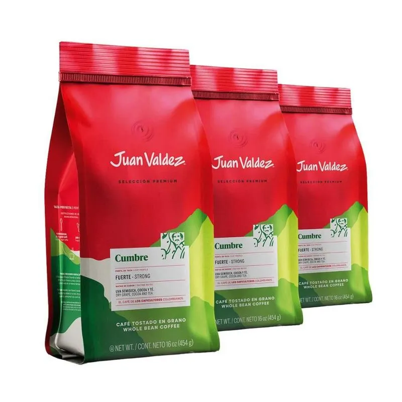 Café Grão Colombiano 3 Pacotes De 454g Juan Valdez Cumbre