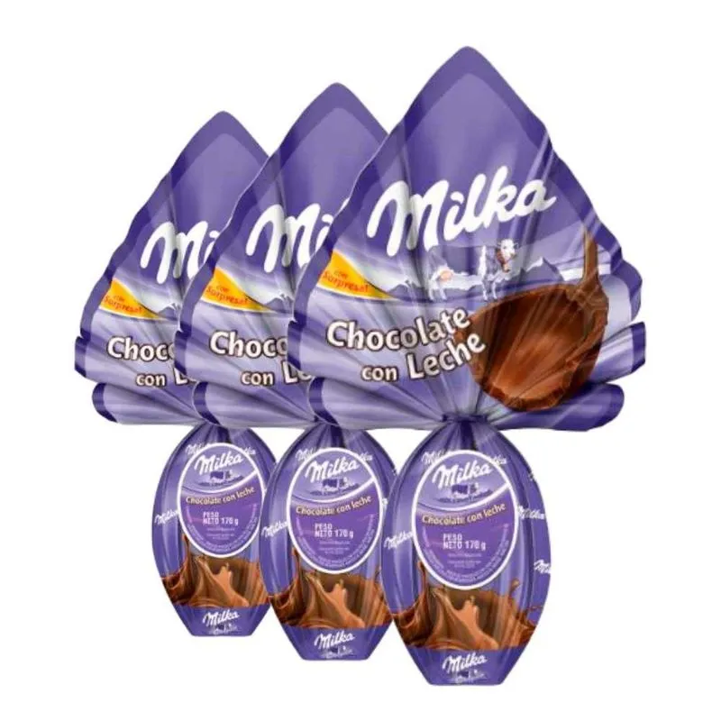 3 Ovo De Páscoa Chocolate Ao Leite Milka 170g