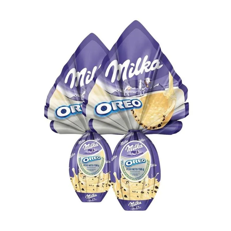 2 Ovo De Páscoa Milka Branco Com Oreo Chocolate 156g