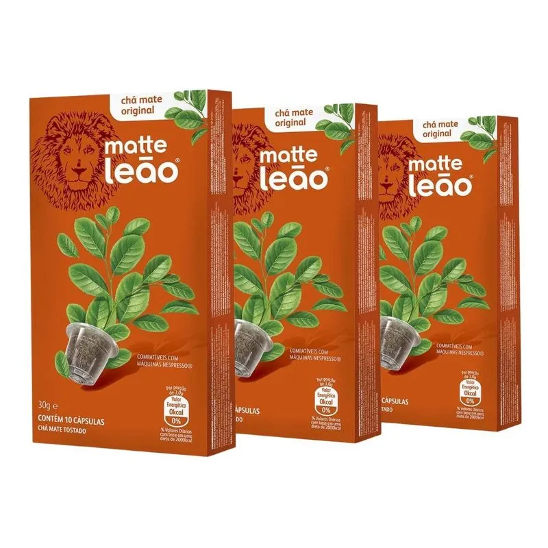 Chá Leão Cápsulas Nespresso - Kit 3 Caixas (30 Unidades)