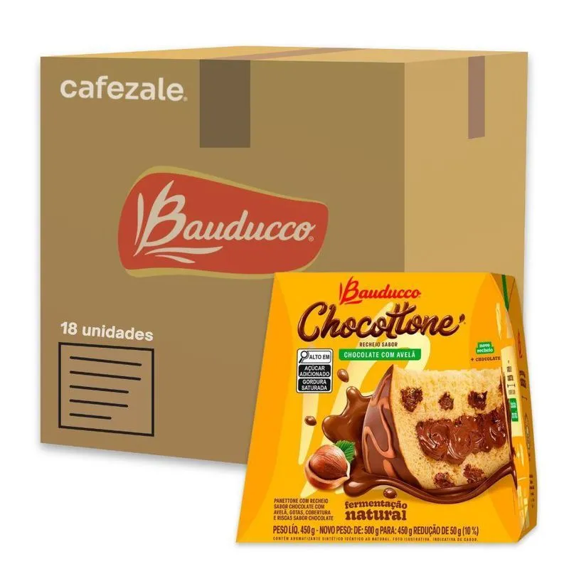 Kit 18 Chocotones Bauducco Chocolate Com Avelã - 450g