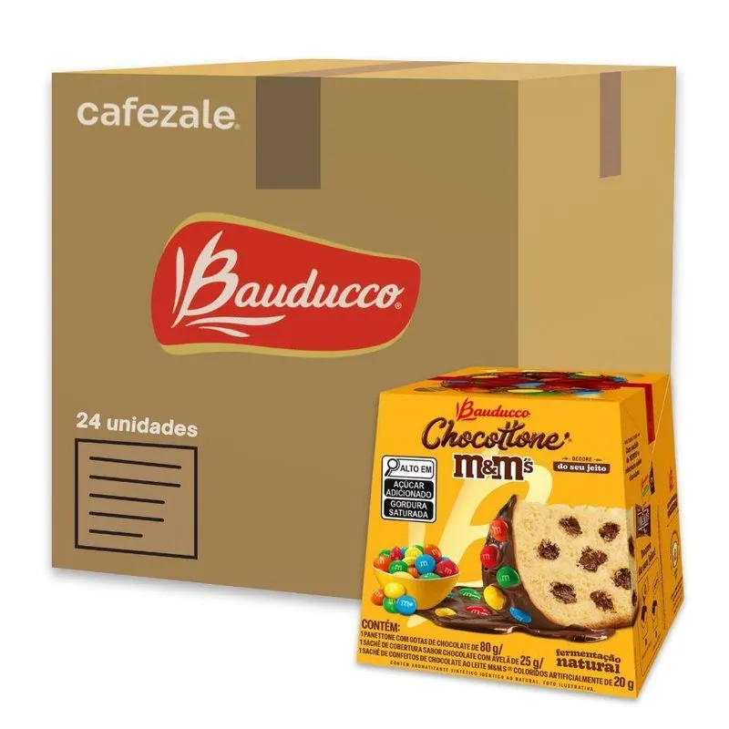 Chocotone Bauducco Kit 24 Mini Panetones M&amp;ms Chocolate 80g