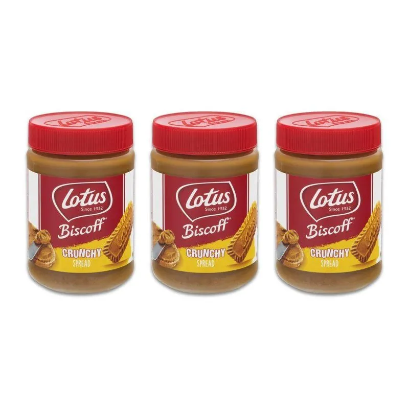 Pasta Belga Biscoito Lotus Biscoff Crunchy Kit 3 Potes 400g