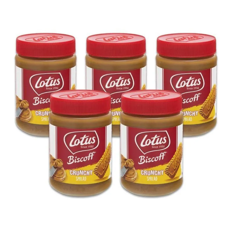Pasta Belga Biscoito Lotus Biscoff Crunchy Kit 5 Potes 400g
