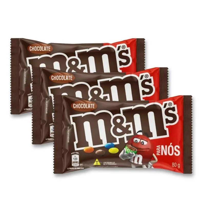 M&amp;ms Chocolate Ao Leite Mars Kit 3 Unidades De 80g