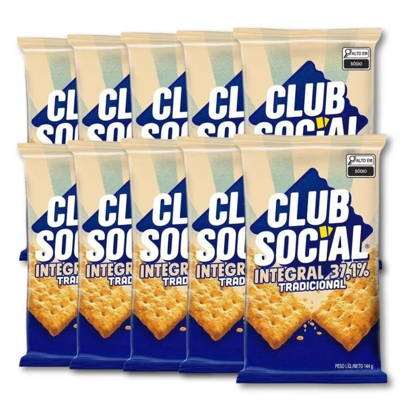 Biscoito Club Social Integral Kit 10 Packs 144g - 6x24g