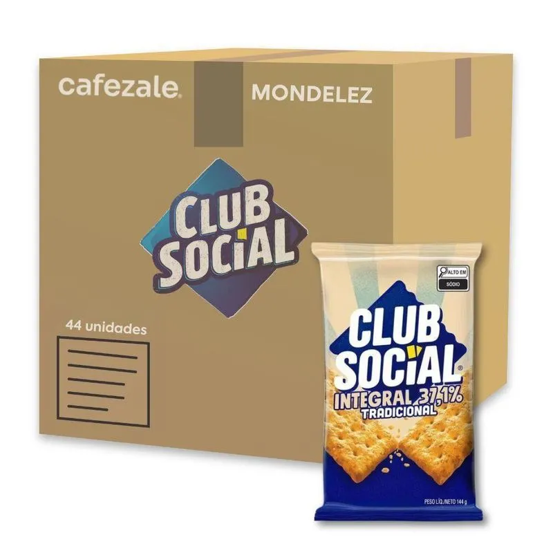Biscoito Club Social Integral Kit 44 Packs 144g - 6x24g