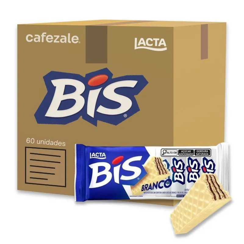 Bis Chocolate Branco Lacta Kit 60 Caixas Com 16 Unidades