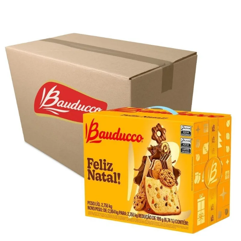 Cesta De Natal Bauducco 3 Cestas Grandes 20 Itens 2,75kg