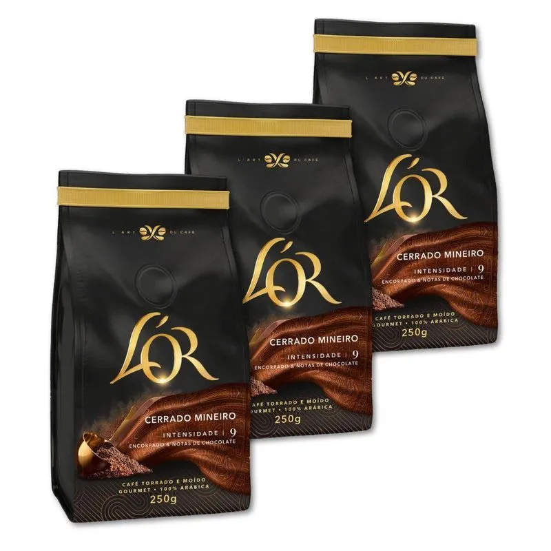 Café Gourmet Lor Cerrado Mineiro Moído Kit 3 Pacotes 250g