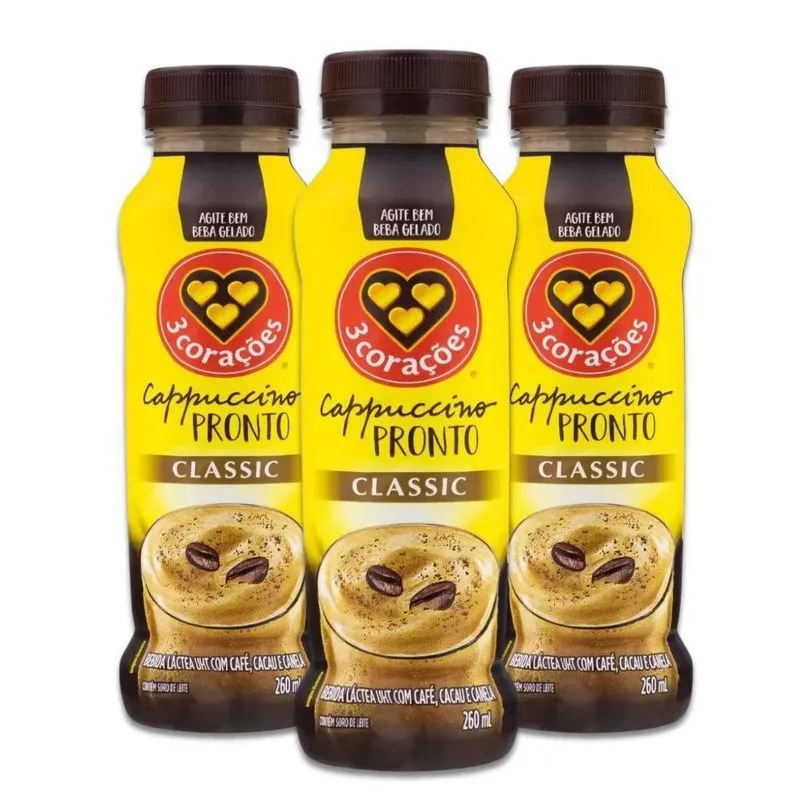 Cappuccino Pronto Classic Três Corações Kit 3 Capucino 260ml