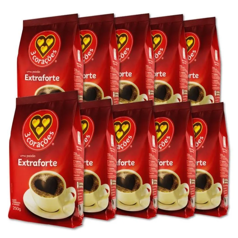 Café Três Corações Extra Forte Moído Kit 10 Pacotes 250g