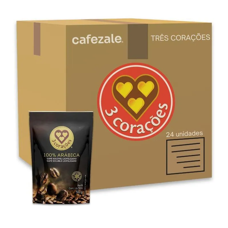 Café Três Corações Solúvel 100% Arábica Kit 24 Sachês 50g