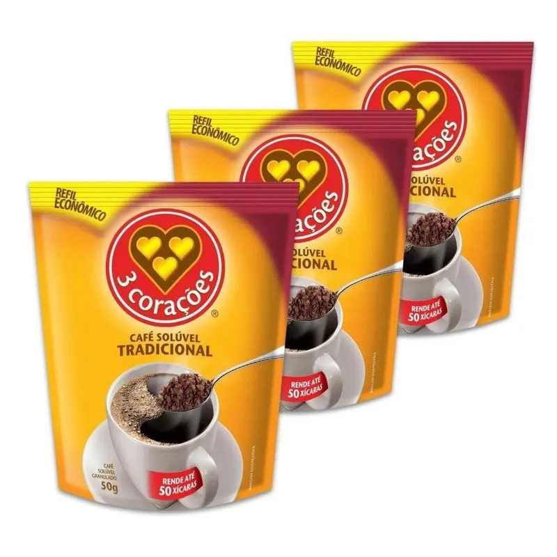 Café Três Corações Solúvel Tradicional Kit 3 Sachês 50g
