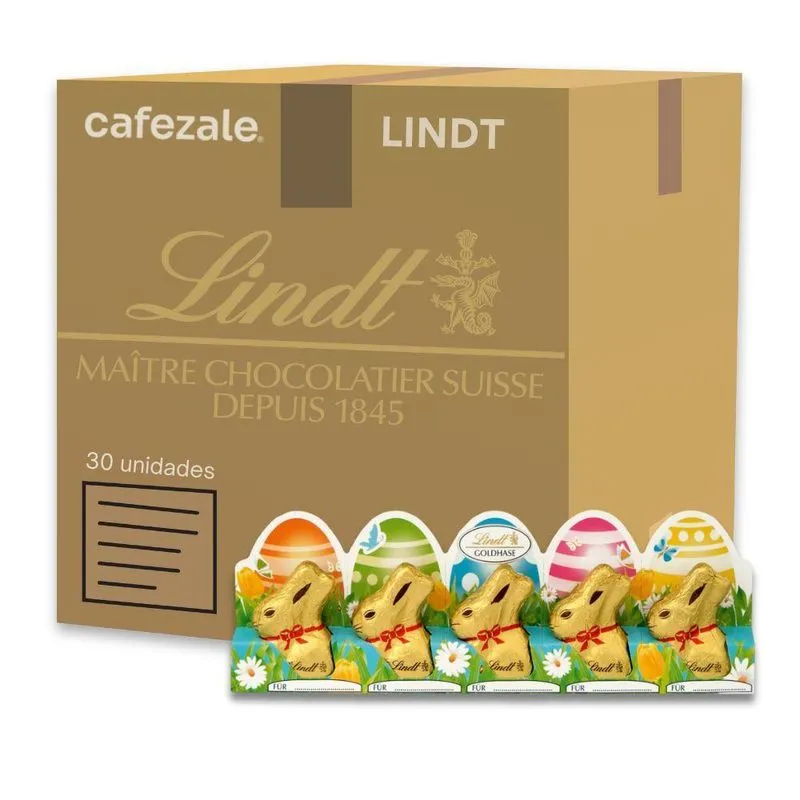 Chocolate Lindt Ao Leite Gold Bunny Kit 30 Cartelas 50g
