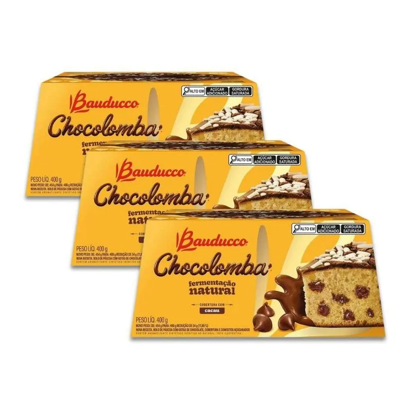 Chocolomba Bauducco Gotas De Chocolate Kit 3 Colombas 400g