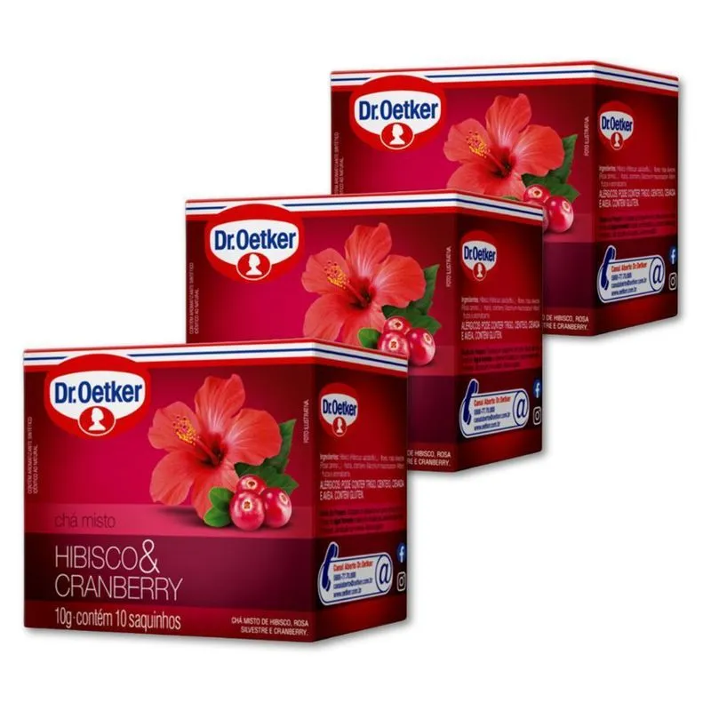 Chá Dr. Otker Hibisco E Cranberry Kit 3 Caixas
