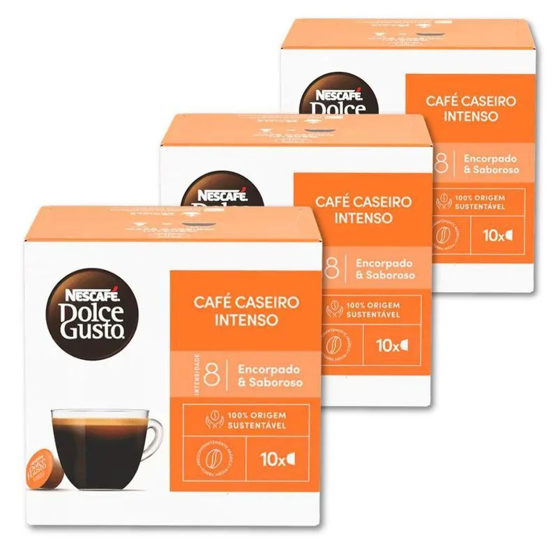30 Cápsulas De Café Dolce Gusto Caseiro Intenso Kit 3 Caixas
