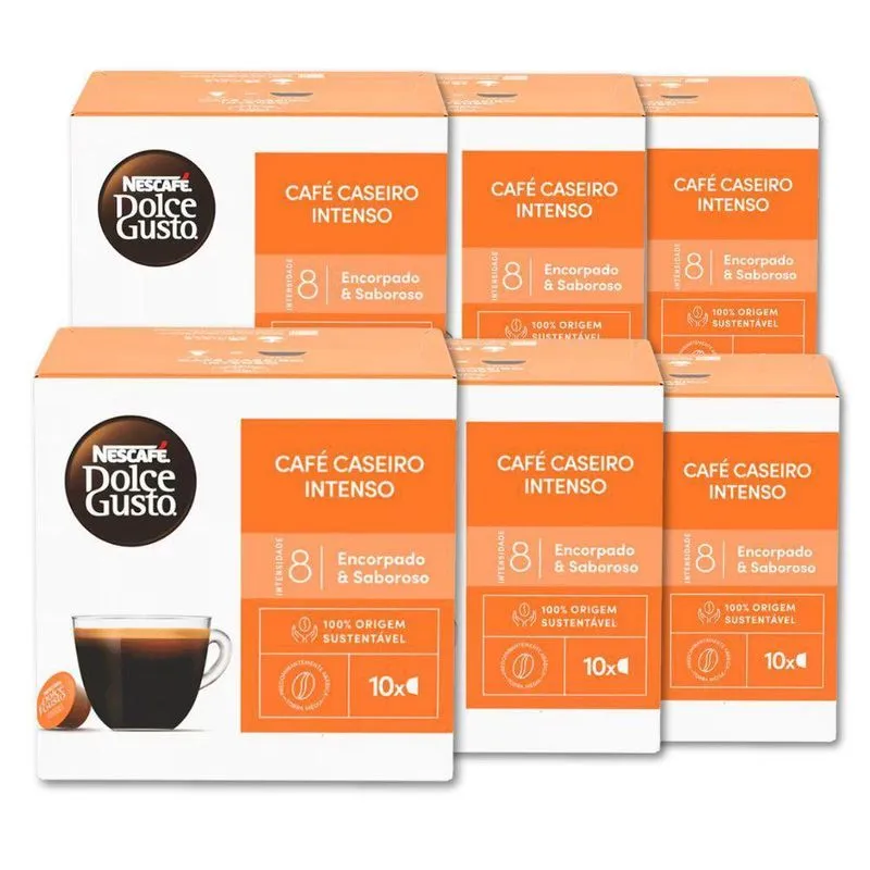 60 Cápsulas De Café Dolce Gusto Caseiro Intenso Kit 6 Caixas