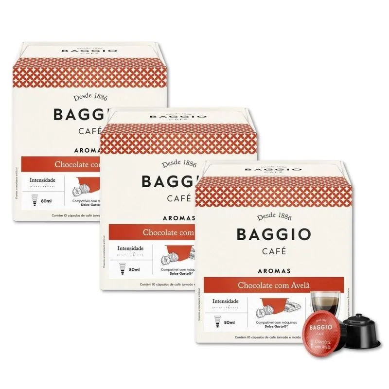 30 Cápsulas Café Baggio Aromas Chocolate E Avelã Dolce Gusto