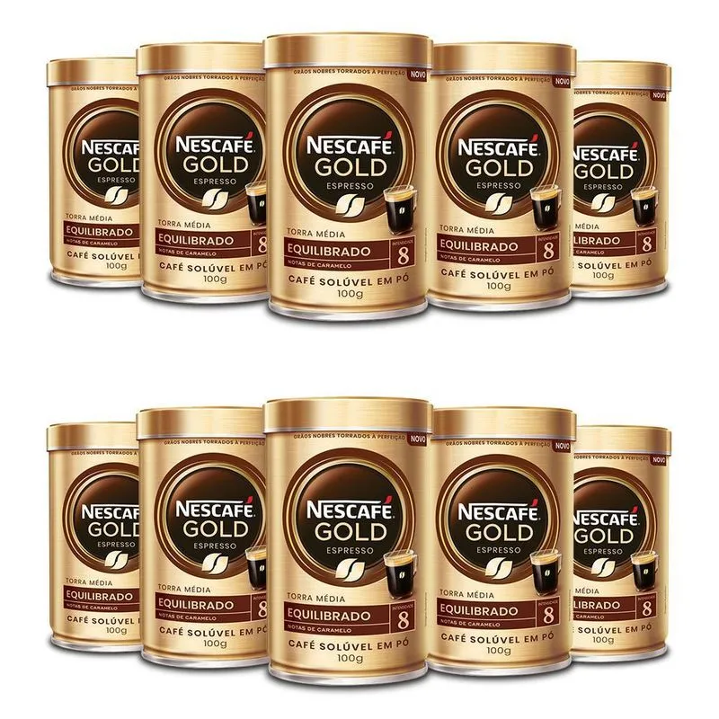 Café Solúvel Nescafé Gold Equilibrado Kit 10 Latas 100g