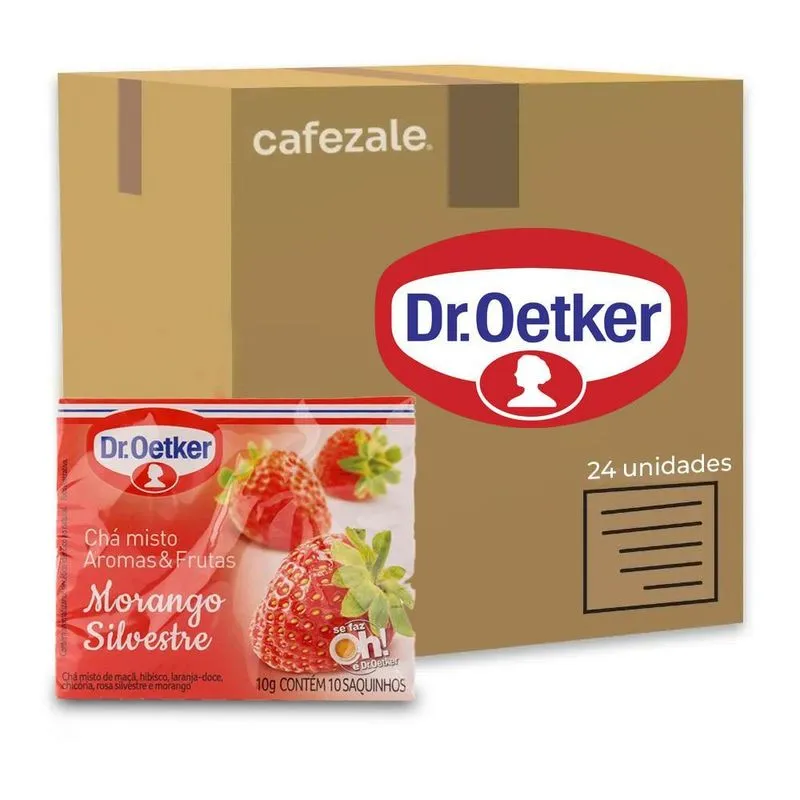 Chá Dr. Oetker Morango Silvestre Kit 24 Caixas 10 Saquinhos