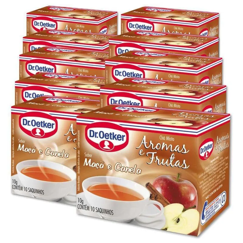 Chá Dr. Oetker Maçã E Canela Kit 10 Caixas 10 Saquinhos