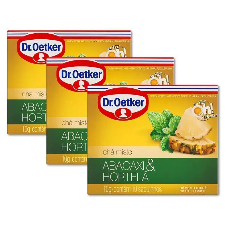 Chá Dr. Otker Abacaxi E Hortelã Kit 3 Caixas 30 Saquinhos