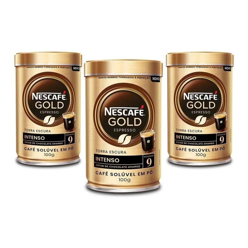 Café Solúvel Nescafé Gold Intenso Kit 3 Latas De 100g