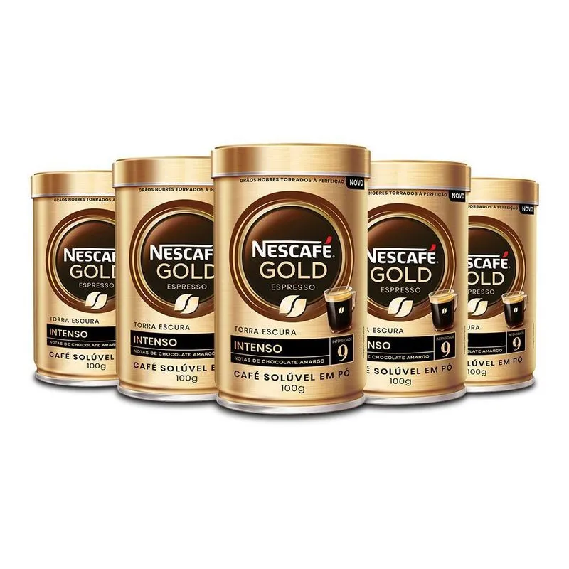 Café Solúvel Nescafé Gold Intenso Kit 5 Latas De 100g