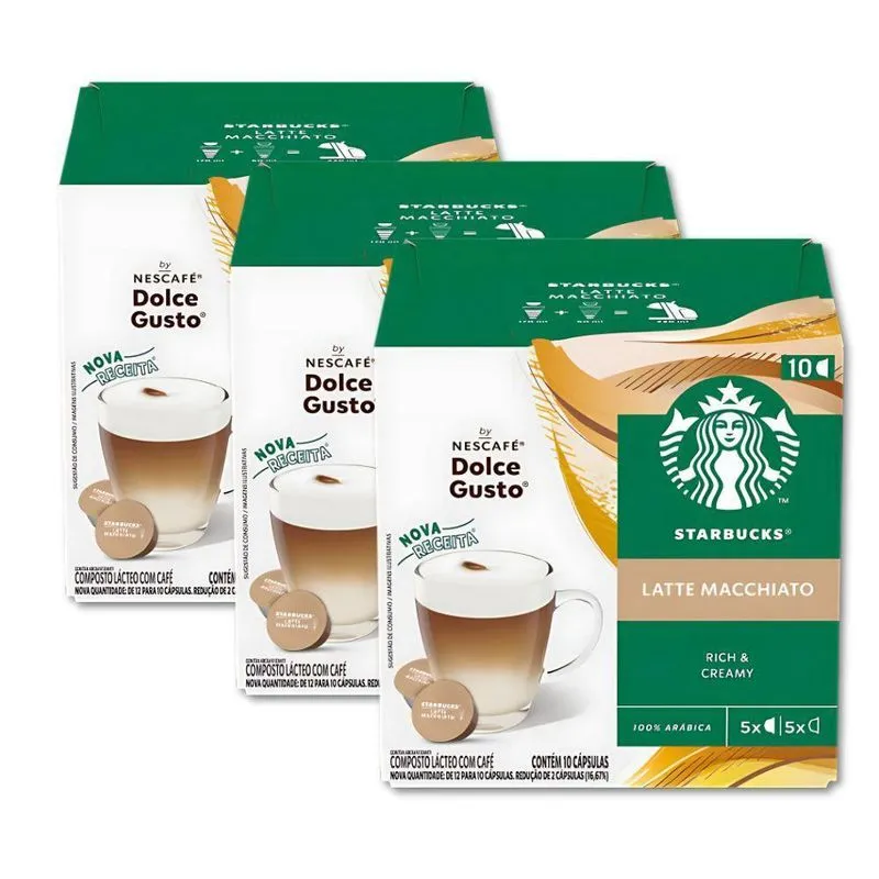 30 Cápsulas Dolce Gusto Starbucks Latte Macchiatto