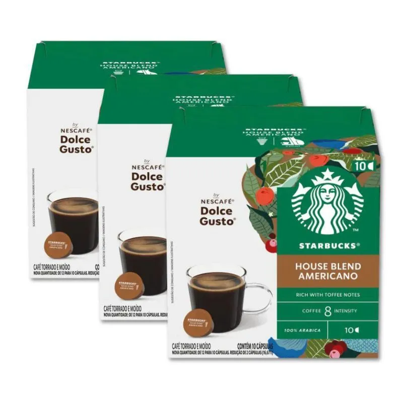 30 Cápsulas Dolce Gusto Café Starbucks House Blend Americano
