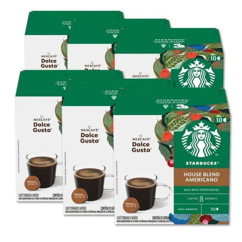 60 Cápsulas Dolce Gusto Café Starbucks House Blend Americano