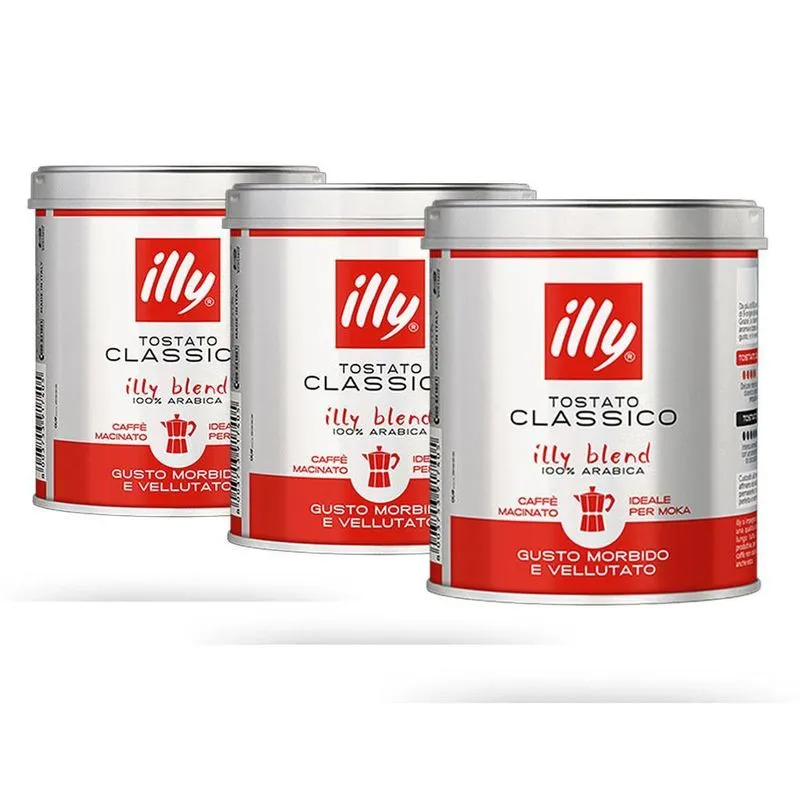 Café Moído Illy Classico Filtrado Kit 3 Latas De 125g
