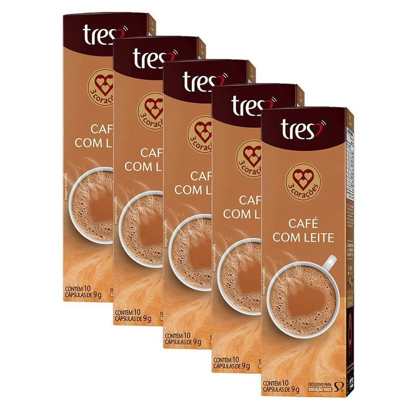 50 Cápsulas Três Corações Café Com Leite