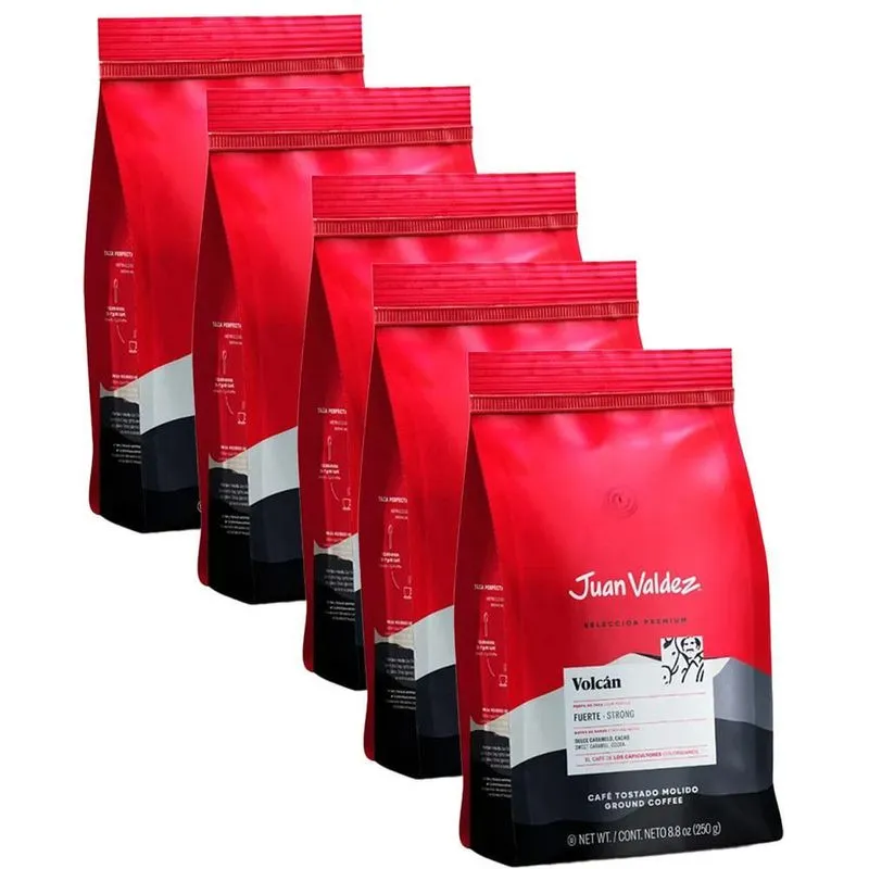 Café Colombiano Juan Valdez Volcán Kit 5 Pacotes De 250g