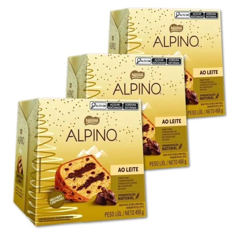 Panettone Alpino Chocolate Kit 3 Chocotones Nestlé 450g