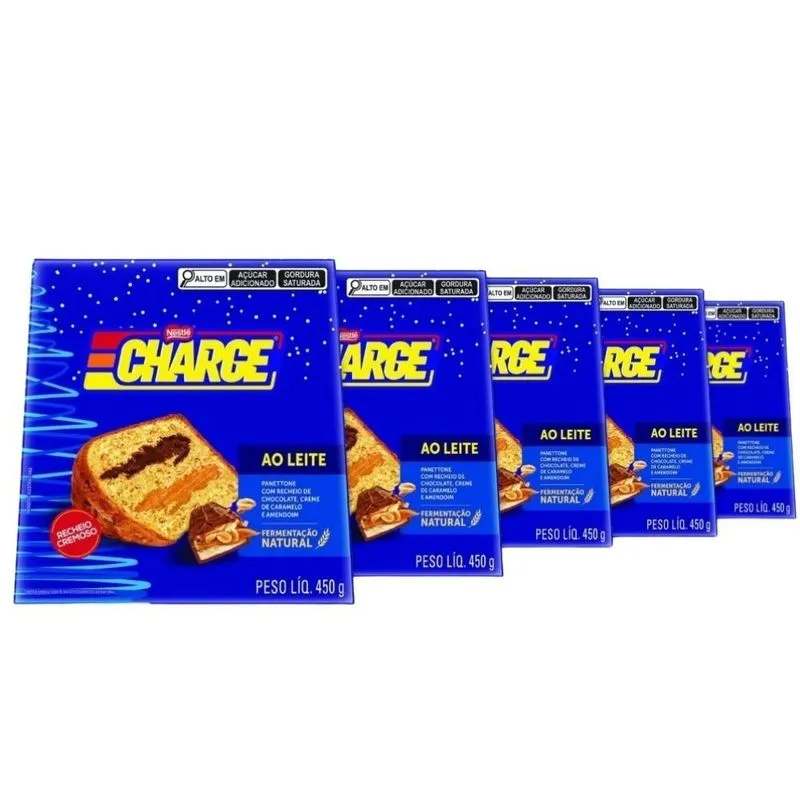 Panettone Charge Chocolate E Caramelo Kit 5 Un Nestlé 450g