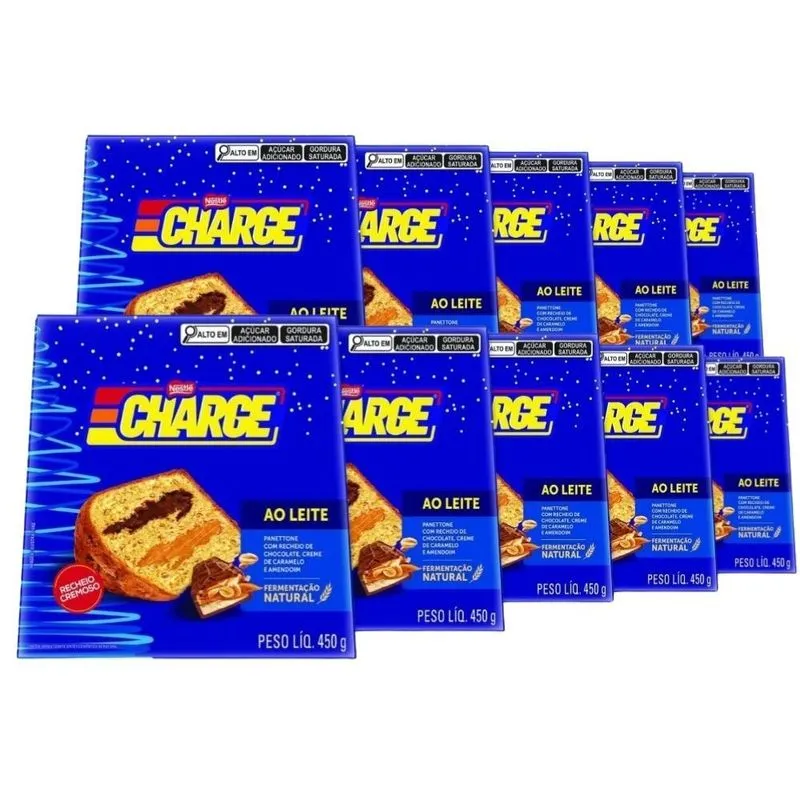 Panettone Charge Chocolate E Caramelo Kit 10 Un Nestlé 450g
