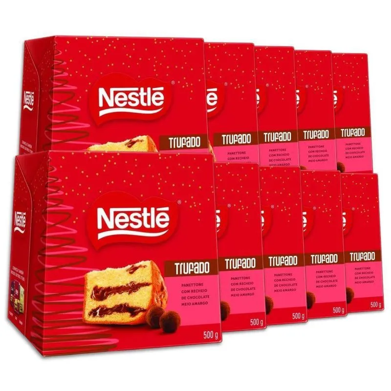 Panettone Trufado Chocolate Meio Amargo Kit 10un Nestlé 450g