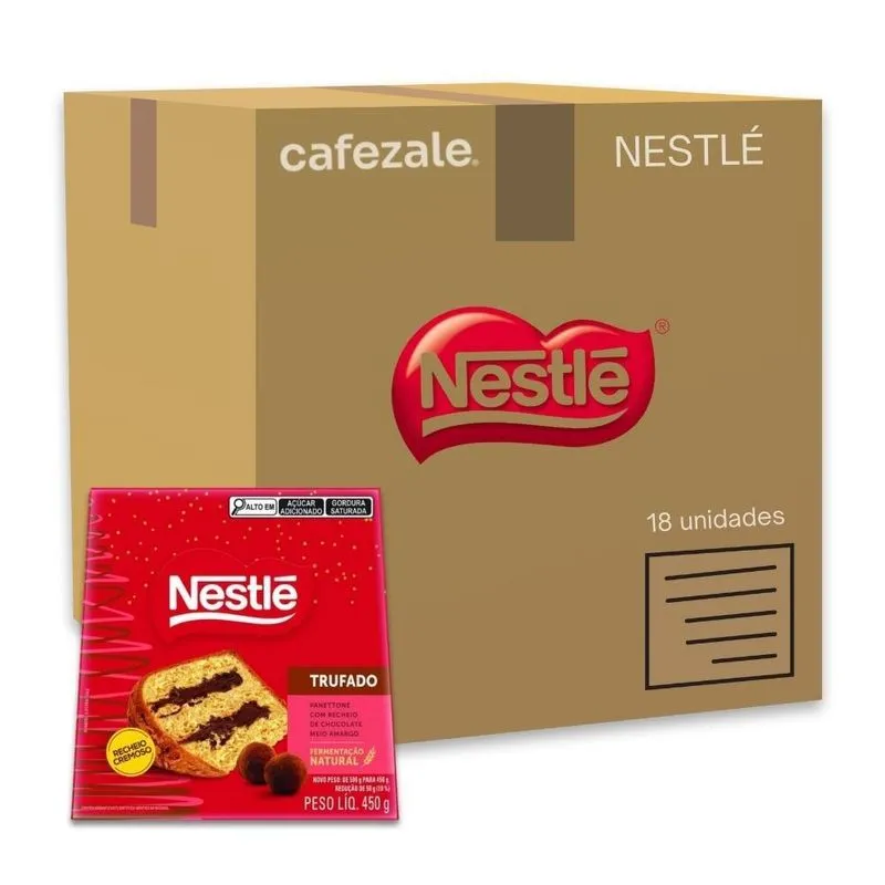 Panettone Trufado Chocolate Meio Amargo Kit 18un Nestlé 450g