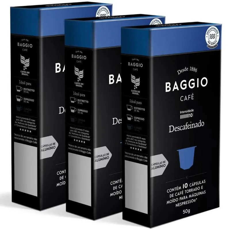 30 Cápsulas Café Baggio Descafeinado Para Nespresso