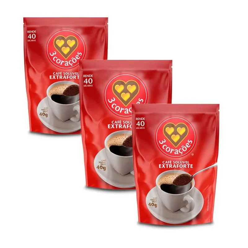 Café Solúvel Extraforte Três Corações Kit 3 Pacotes De 40g