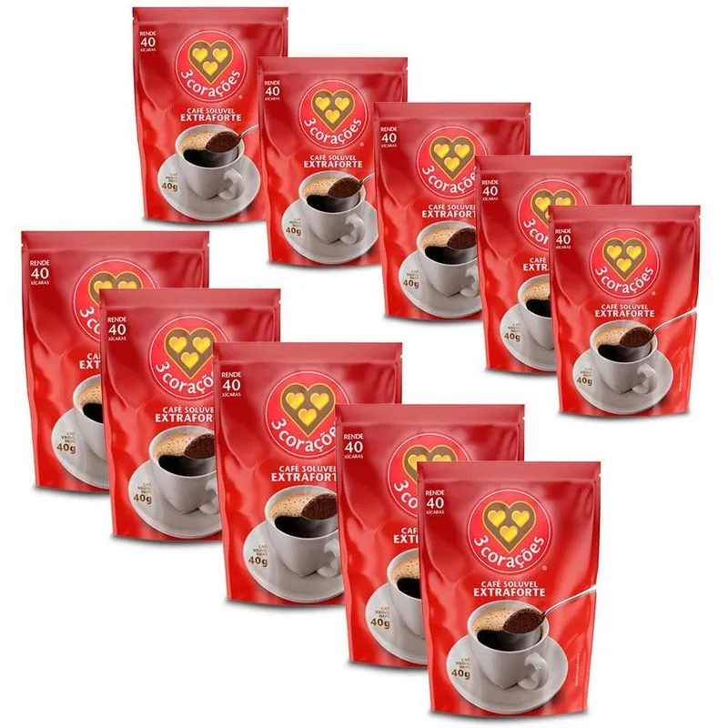 Café Solúvel Extraforte Três Corações Kit 10 Pacotes De 40g