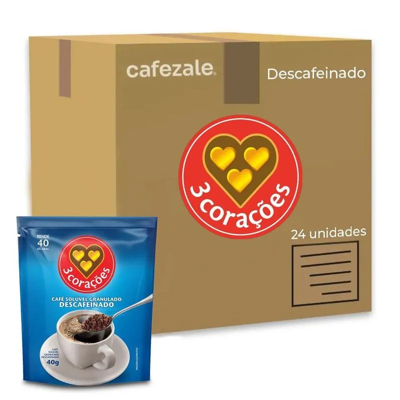 Café Solúvel Descafeinado Três Corações Kit 24 Refis De 40g